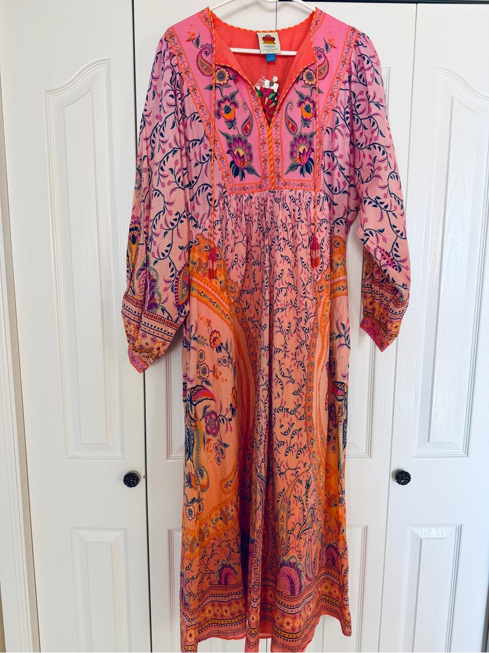 New Anthropologie FARM Rio Long Sleeve Cotton Maxi Dress size Small - Picture 7 of 9
